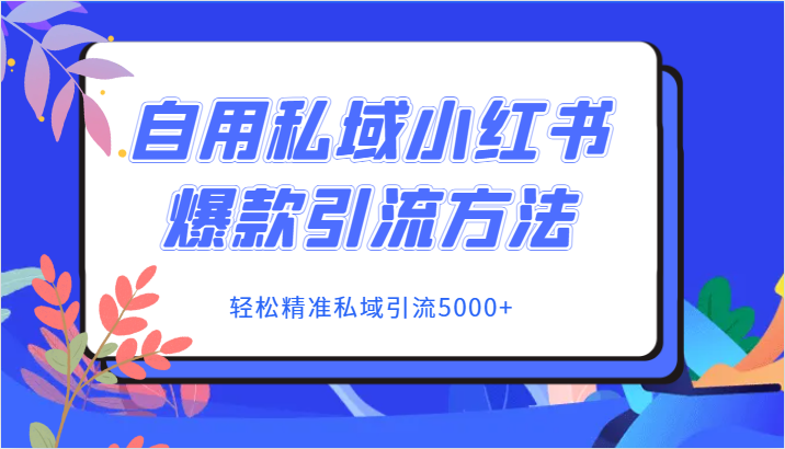 自用私域小红书爆款引流方法，轻松精准私域引流5000+-旺铺专家