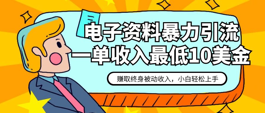 电子资料暴力引流，一单最低10美金，赚取终身被动收入，保姆级教程-旺铺专家