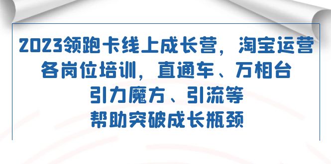 2023领跑·卡 线上成长营 淘宝运营各岗位培训 直通车 万相台 引力魔方 引流-旺铺专家