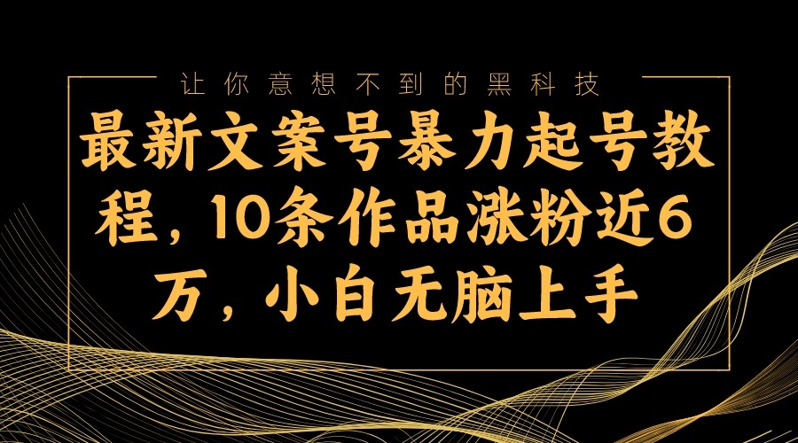 最新文案号暴力起号教程，10条作品涨粉近6万，小白无脑上手-旺铺专家