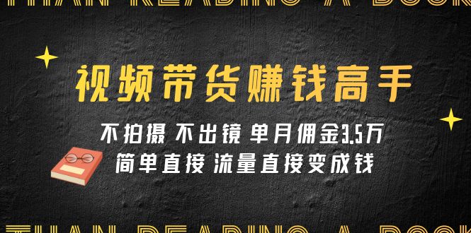 视频带货赚钱高手课程：不拍摄 不出镜 单月佣金3.5w 简单直接 流量直接变钱-旺铺专家