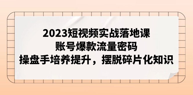 2023短视频实战落地课，账号爆款流量密码，操盘手培养提升，摆脱碎片化知识-旺铺专家