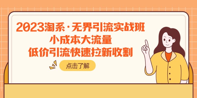 2023淘系·无界引流实战班：小成本大流量，低价引流快速拉新收割-旺铺专家
