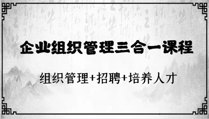 企业组织管理三合一课程：组织管理+招聘+培养人才-旺铺专家