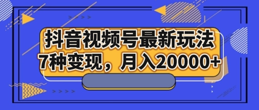 抖音视频号最新玩法，7种变现，月入20000+-旺铺专家
