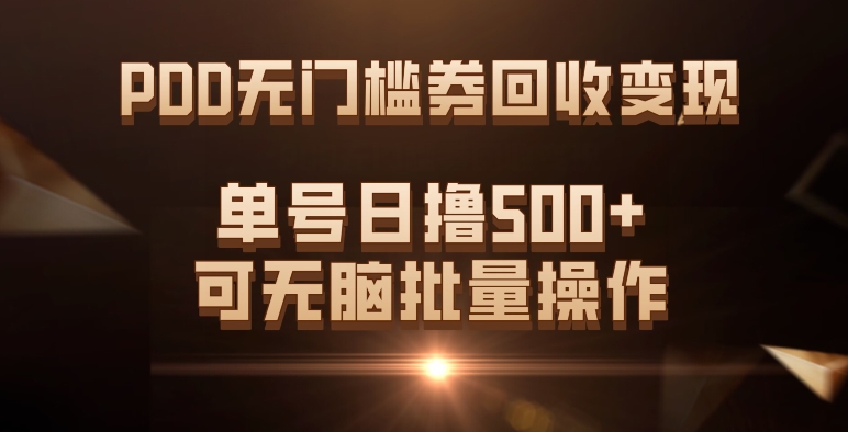 PDD无门槛券回收变现，单号日撸500+，可无脑批量操作-旺铺专家