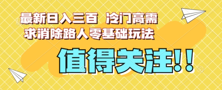 最新日入三百，冷门高需求消除路人零基础玩法【揭秘】-旺铺专家