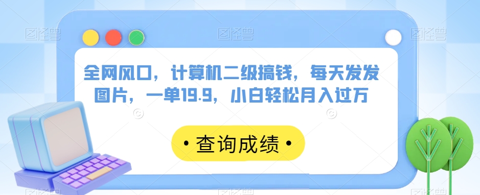 全网风口，计算机二级搞钱，每天发发图片，一单19.9，小白轻松月入过万【揭秘】-旺铺专家