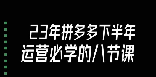 大牙·23年下半年拼多多运营必学的八节课（18节完整）-旺铺专家