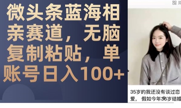 微头条蓝海相亲赛道，无脑复制粘贴，单账号日入100+-旺铺专家