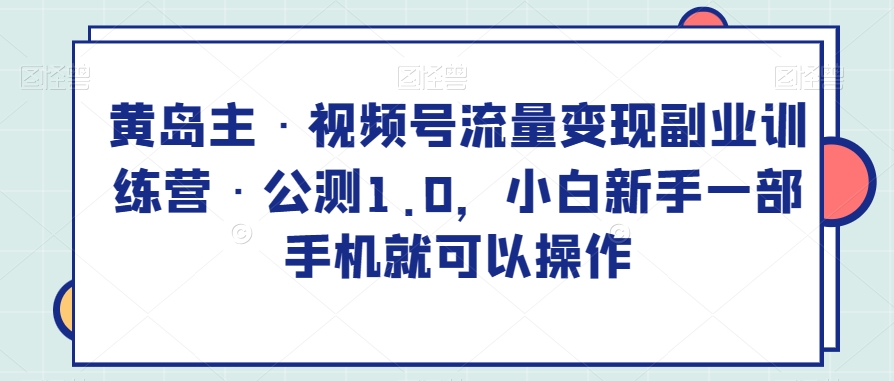 黄岛主·视频号流量变现副业训练营·公测1.0，小白新手一部手机就可以操作-旺铺专家