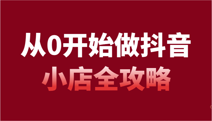 从0开始做抖音小店全攻略，抖音开店全步骤详细解说（54节课）-旺铺专家