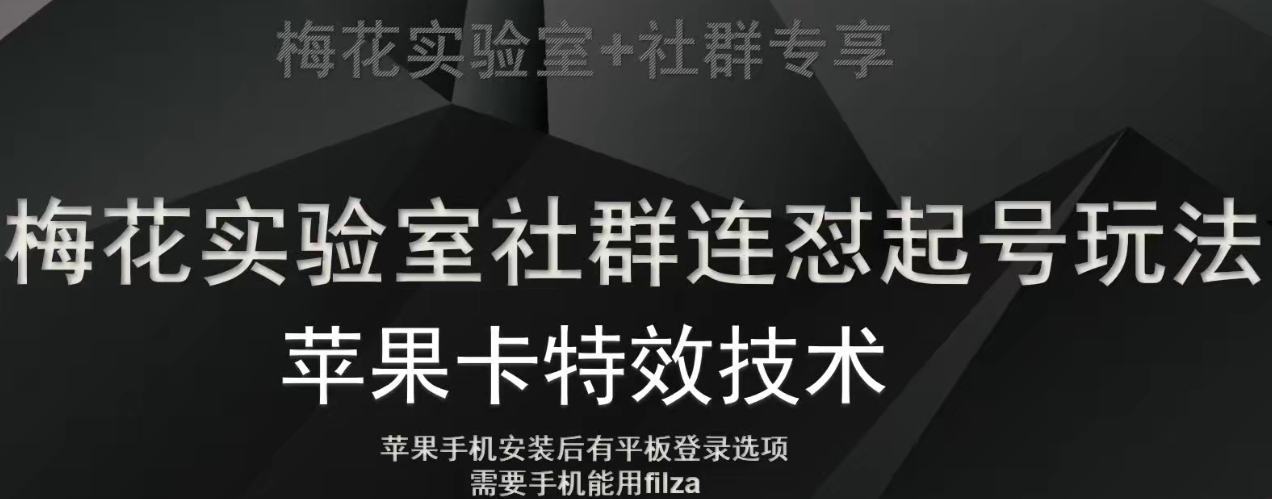 梅花实验室社群视频号连怼起号玩法，最新苹果卡特效技术-旺铺专家