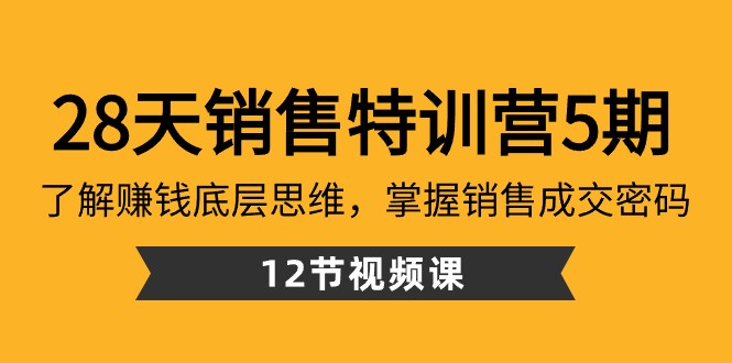 28天销售特训营5期：了解赚钱底层思维，掌握销售成交密码（12节课）-旺铺专家