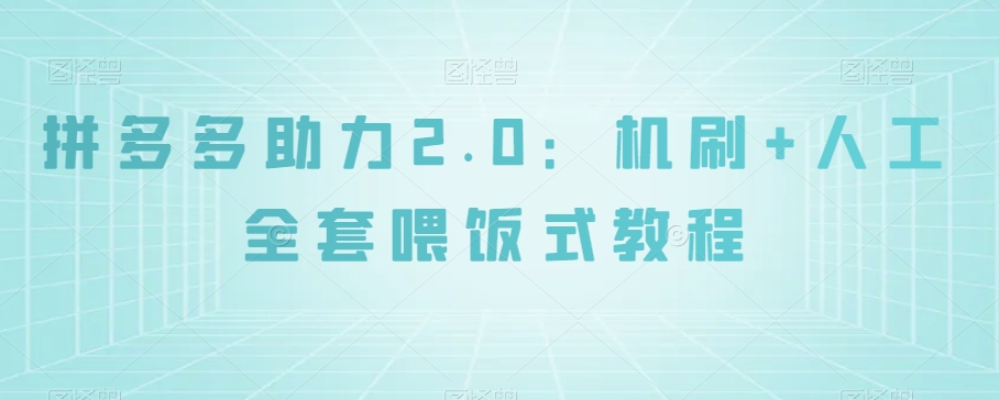 拼多多助力2.0：机刷+人工全套喂饭式教程【揭秘】-旺铺专家
