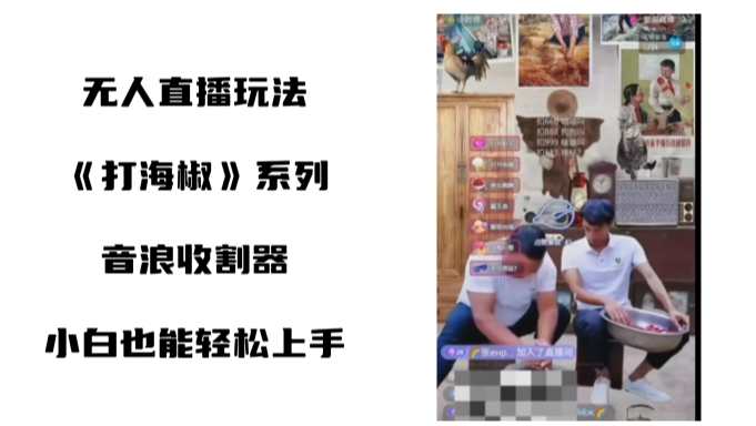 打海椒无人直播整蛊项目，小白轻松上手撸音浪收割器（教程+工具+素材）-旺铺专家