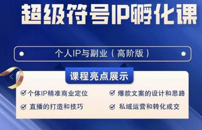 超级符号IP孵化高阶课，建立流量思维底层逻辑，打造属于自己IP（51节课）-旺铺专家