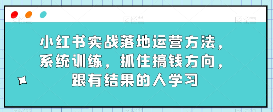 小红书实战落地运营方法，系统训练，抓住搞钱方向，跟有结果的人学习-旺铺专家