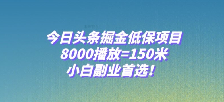 今日头条掘金低保项目，8000播放=150米，小白副业首选【揭秘】-旺铺专家