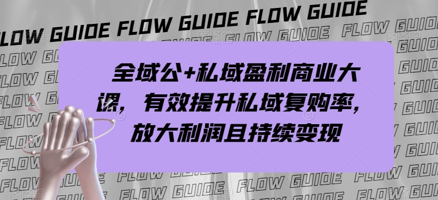 全域公+私域盈利商业大课，有效提升私域复购率，放大利润且持续变现-旺铺专家