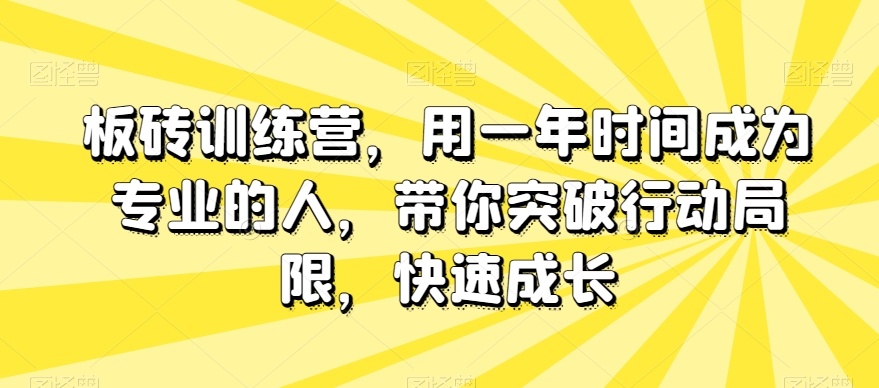 板砖训练营，用一年时间成为专业的人，带你突破行动局限，快速成长-旺铺专家