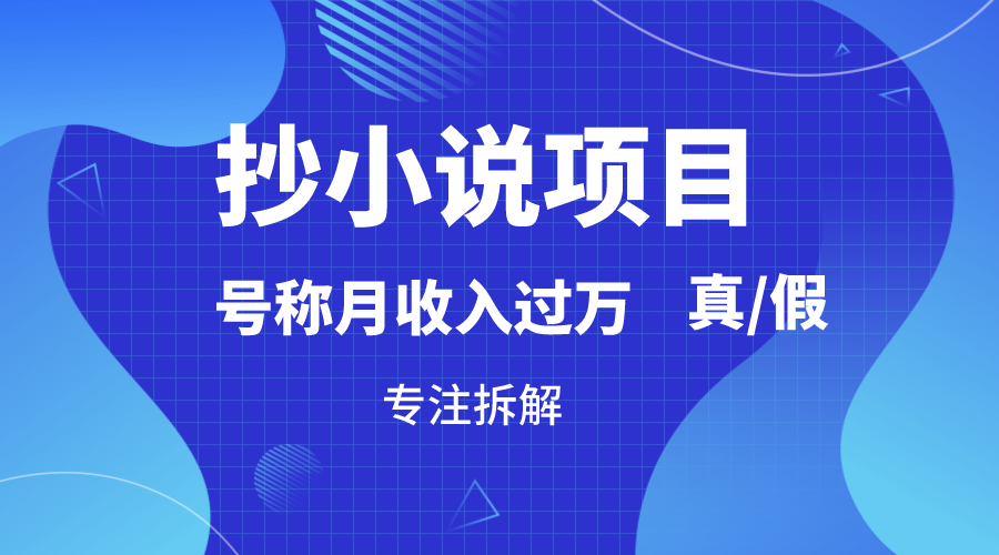 抄小说项目，号称月入过万，到底是否真实，能不能做，详细拆解-旺铺专家