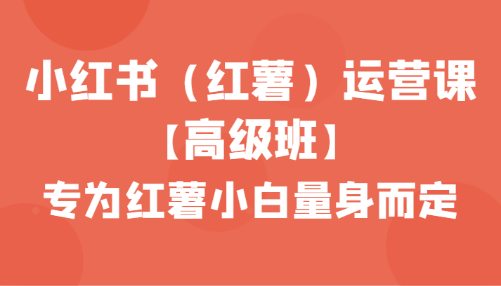 小红书（红薯）运营课【高级班】，专为红薯小白量身而定（42节课）-旺铺专家