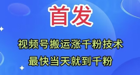 全网首发：视频号无脑搬运涨千粉技术，最快当天到千粉【揭秘】-旺铺专家