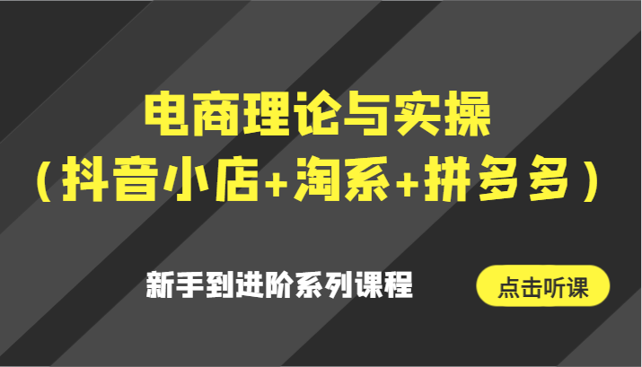 电商理论与实操（抖音小店+淘系+拼多多）新手到进阶系列课程-旺铺专家