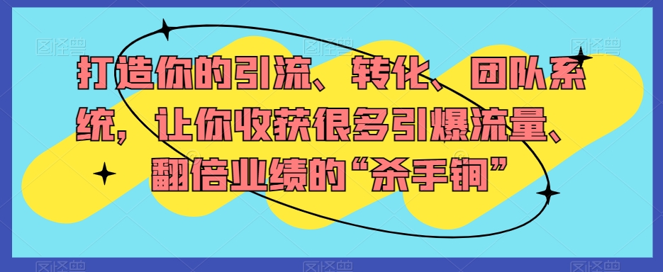 打造你的引流、转化、团队系统，让你收获很多引爆流量、翻倍业绩的“杀手锏”-旺铺专家