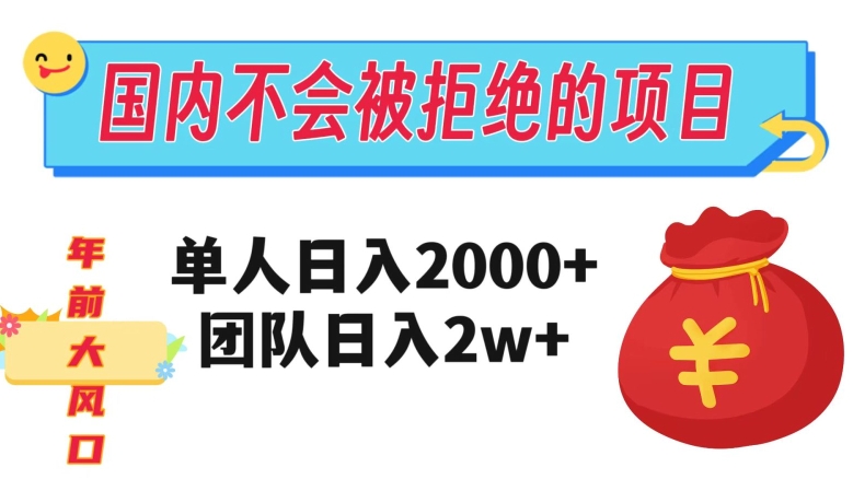 在国内不怕被拒绝的项目，单人日入2000，团队日入20000+【揭秘】-旺铺专家