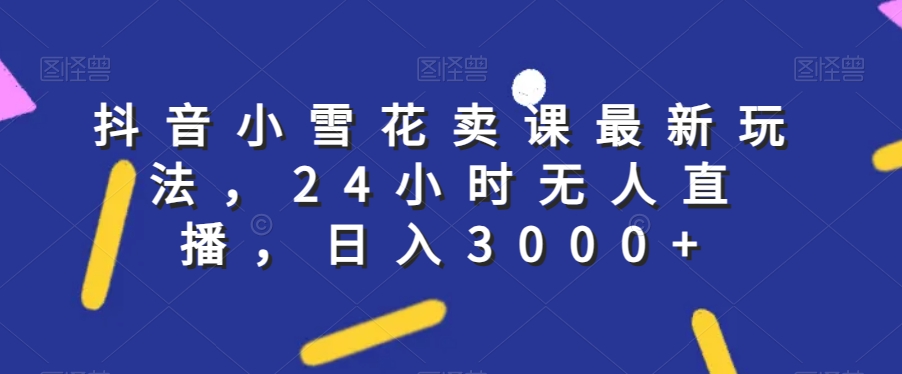 抖音小雪花卖课最新玩法，24小时无人直播，日入3000+【揭秘】-旺铺专家