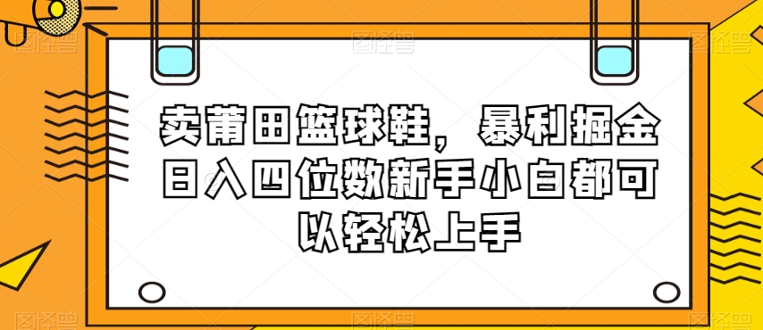 卖莆田篮球鞋，暴利掘金日入四位数新手小白都可以轻松上手【揭秘】-旺铺专家
