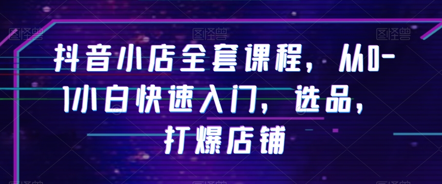 抖音小店全套课程，从0-1小白快速入门，选品，打爆店铺-旺铺专家