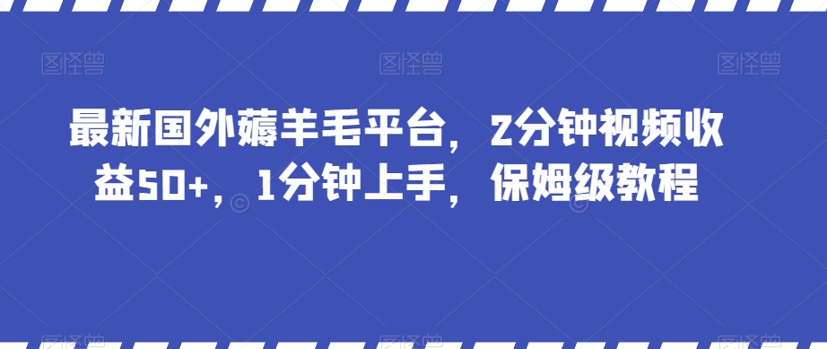 最新国外薅羊毛平台，2分钟视频收益50+，1分钟上手，保姆级教程【揭秘】-旺铺专家