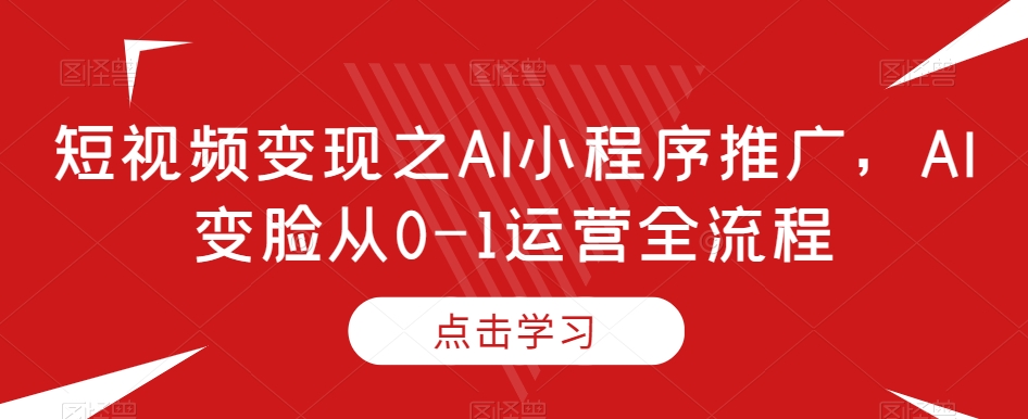 短视频变现之AI小程序推广，AI变脸从0-1运营全流程-旺铺专家