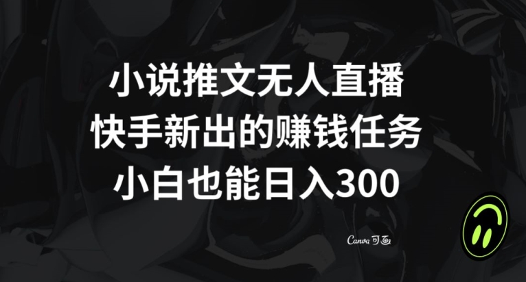 小说推文无人直播，快手新出的赚钱任务，小白也能日入300+【揭秘】-旺铺专家