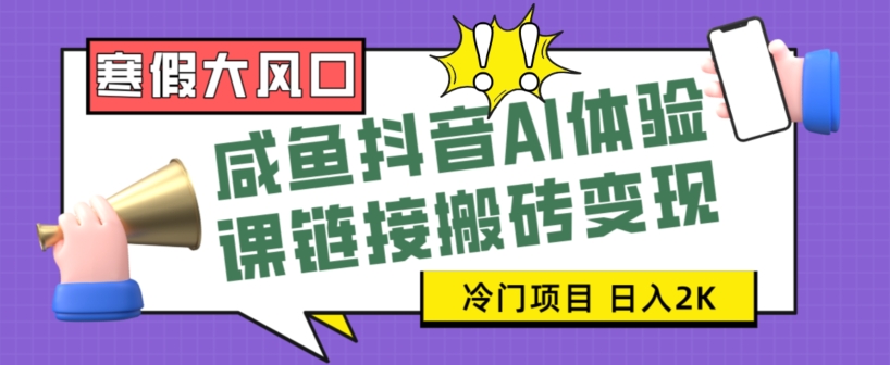 寒假大风口咸鱼抖音AI体验课链接搬砖变现，全网首发冷门项目，小白可日入2K+【揭秘】-旺铺专家