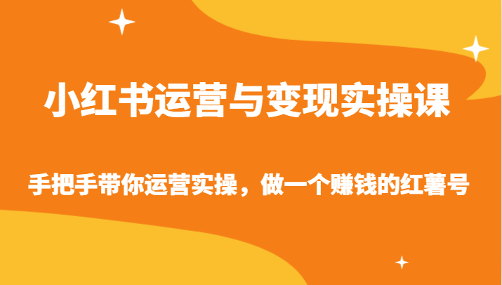 小红书运营与变现实操课-手把手带你运营实操，做一个赚钱的红薯号-旺铺专家