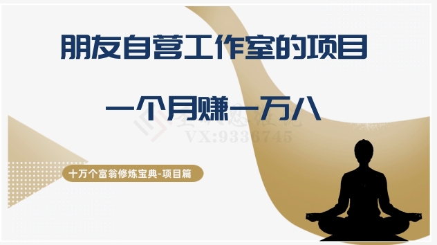 十万个富翁修炼宝典之16.朋友自营工作室的项目，一个月赚一万八-旺铺专家