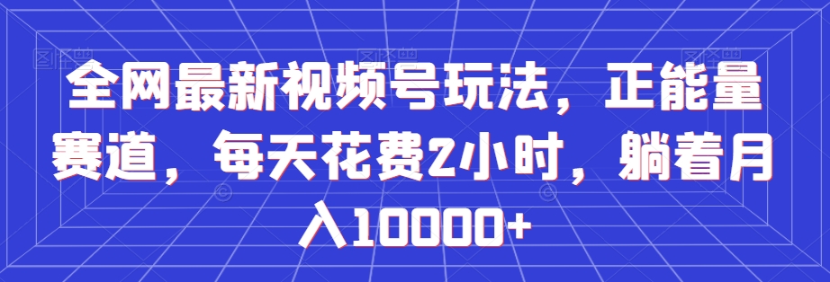 全网最新视频号玩法，正能量赛道，每天花费2小时，躺着月入10000+【揭秘】-旺铺专家
