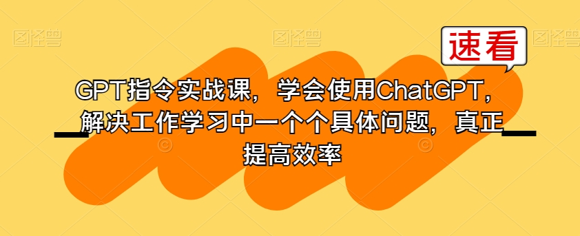 GPT指令实战课，学会使用ChatGPT，解决工作学习中一个个具体问题，真正提高效率-旺铺专家
