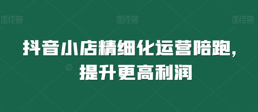 抖音小店精细化运营陪跑，提升更高利润-旺铺专家