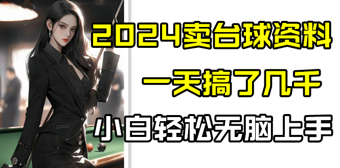 2024卖台球资料，一天搞了几千，小白轻松无脑上手-旺铺专家