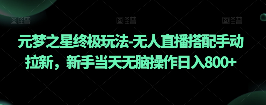 元梦之星终极玩法-无人直播搭配手动拉新，新手当天无脑操作日入800+【揭秘】-旺铺专家
