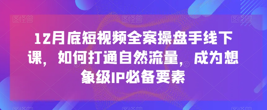 12月底短视频全案操盘手线下课，如何打通自然流量，成为想象级IP必备要素-旺铺专家