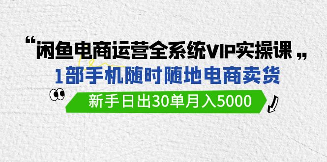 闲鱼电商运营全系统VIP实战课，1部手机随时随地卖货，新手日出30单月入5000-旺铺专家