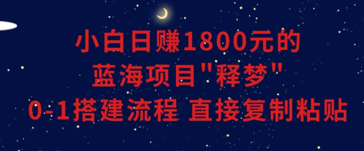 小白能日赚1800元的蓝海项目”释梦”0-1搭建流程可直接复制粘贴长期做-旺铺专家