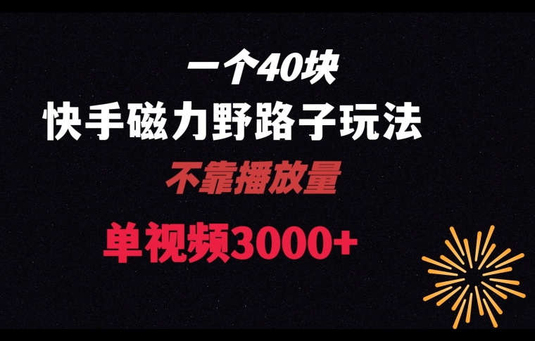 一个40块，快手联合美团磁力新玩法，无视机制野路子玩法，单视频收益4位数【揭秘】-旺铺专家