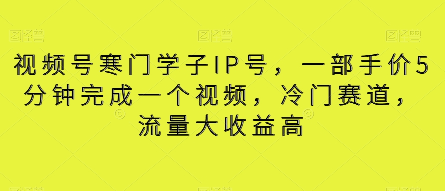 视频号寒门学子IP号，一部手价5分钟完成一个视频，冷门赛道，流量大收益高【揭秘】-旺铺专家